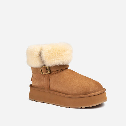 Ugg Classic Platform Buckle Mini Boots (4.5cm) (Water Resistant) - CHESTNUT