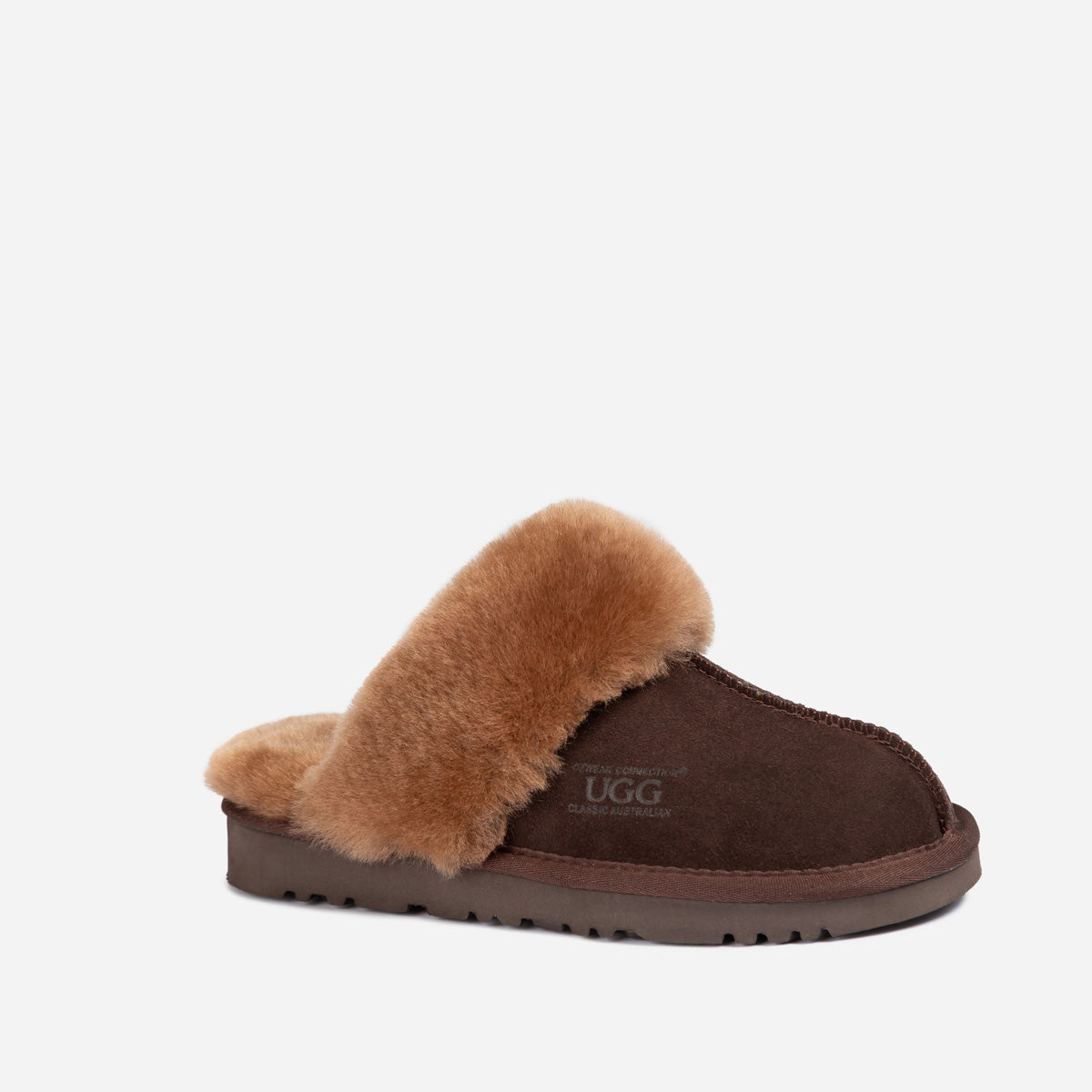 Ugg Slippers Premium Australia Sheepskin Unisex Scuffete Suede - Chocolate