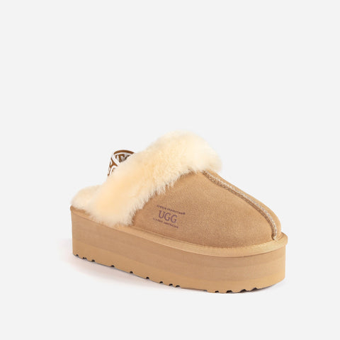 Ugg High Platform Slipper (Elastic Backstrap) (5cm) - Sand