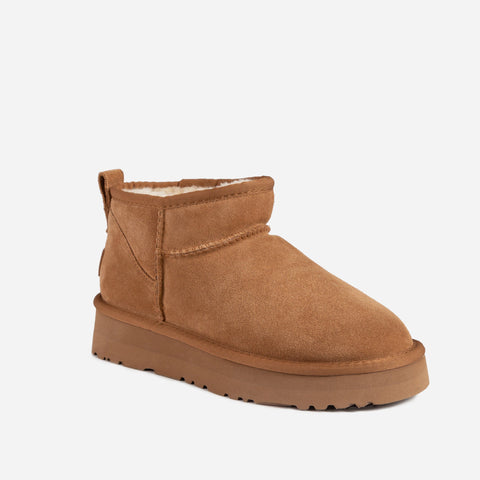 Ugg Classic Platform Ultra Mini Boots (Cow Suede) - CHESTNUT
