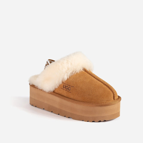 Ugg High Platform Slipper (Elastic Backstrap) (5cm) - Chestnut