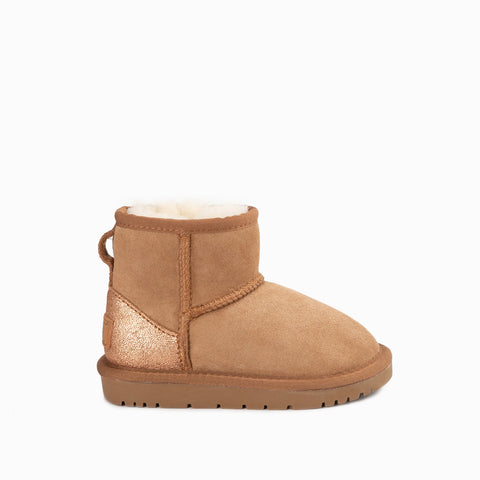 Ugg Kids Classic Mini (Glitz) Boots (Water Resistant) - Chestnut