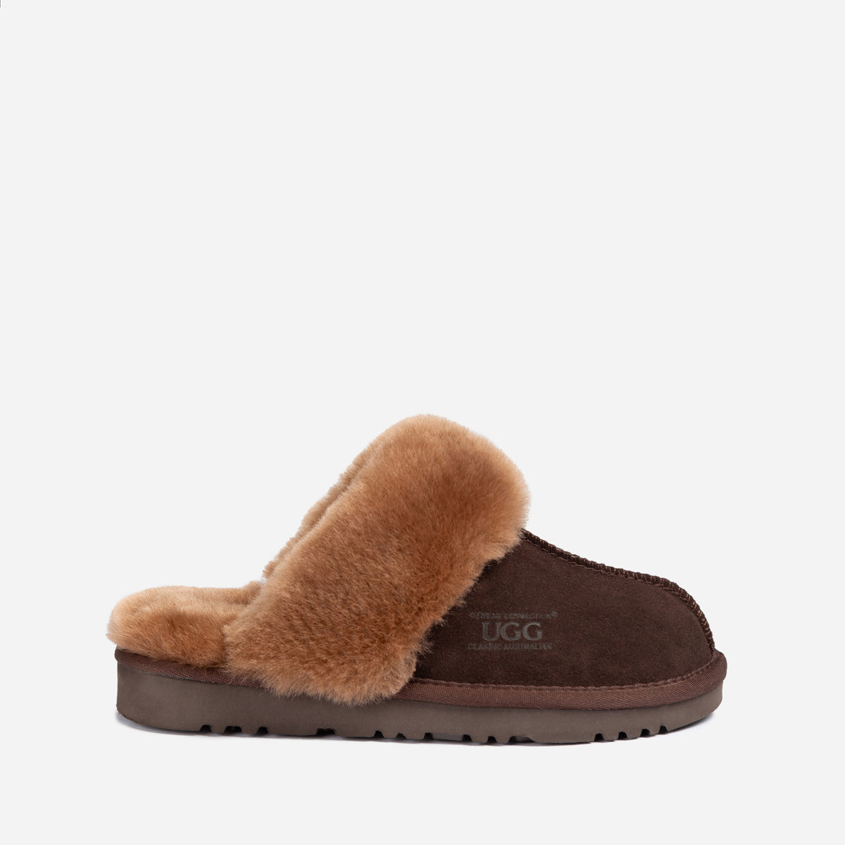 Ugg Slippers Premium Australia Sheepskin Unisex Scuffete Suede - Chocolate