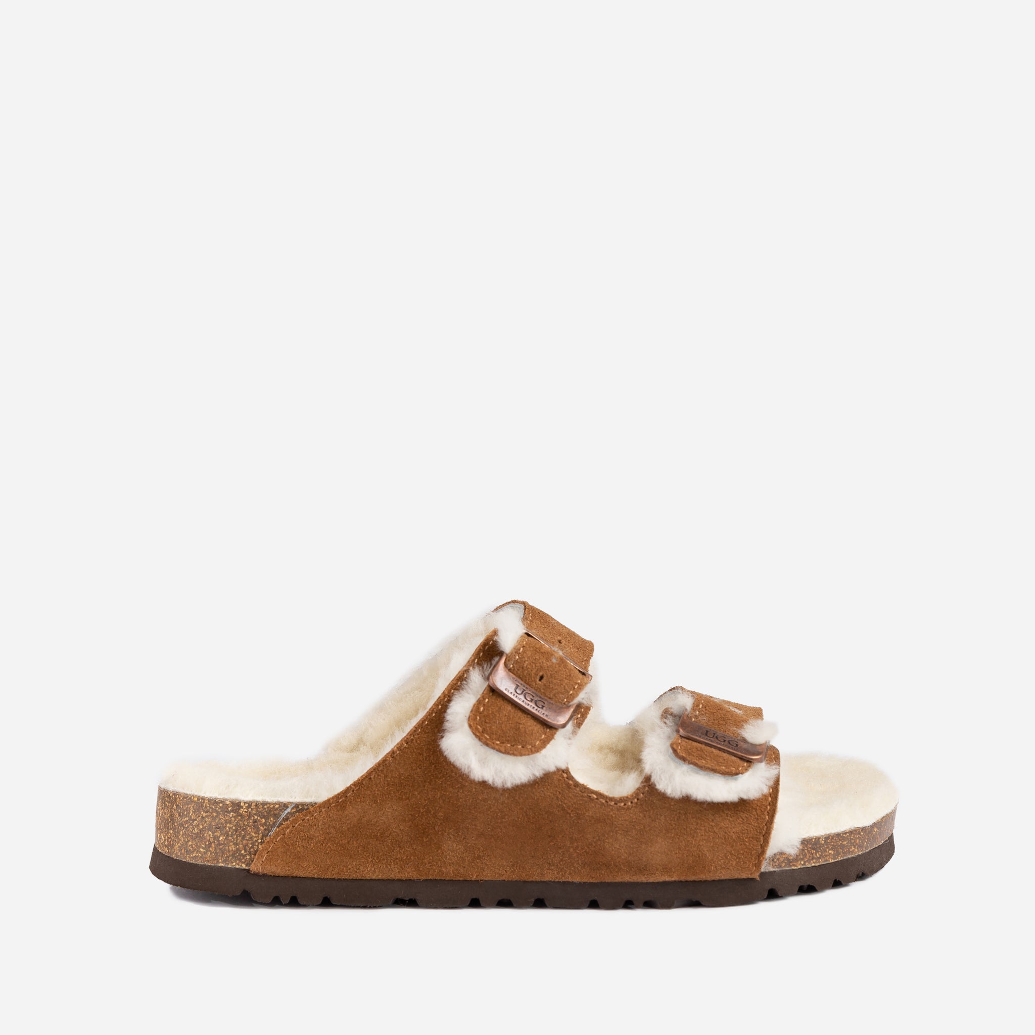 Ugg Aussie Shearling Buckled Sandals - Chestnut