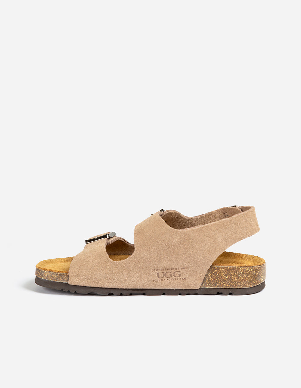 Ugg Aussie Victoria Suede Leather Unisex Slipper Buckle Straps in Taupe
