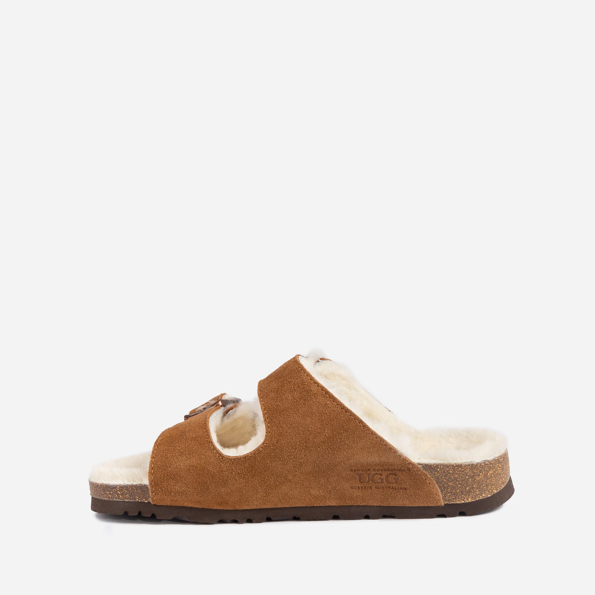 Ugg Aussie Shearling Buckled Sandals - Chestnut