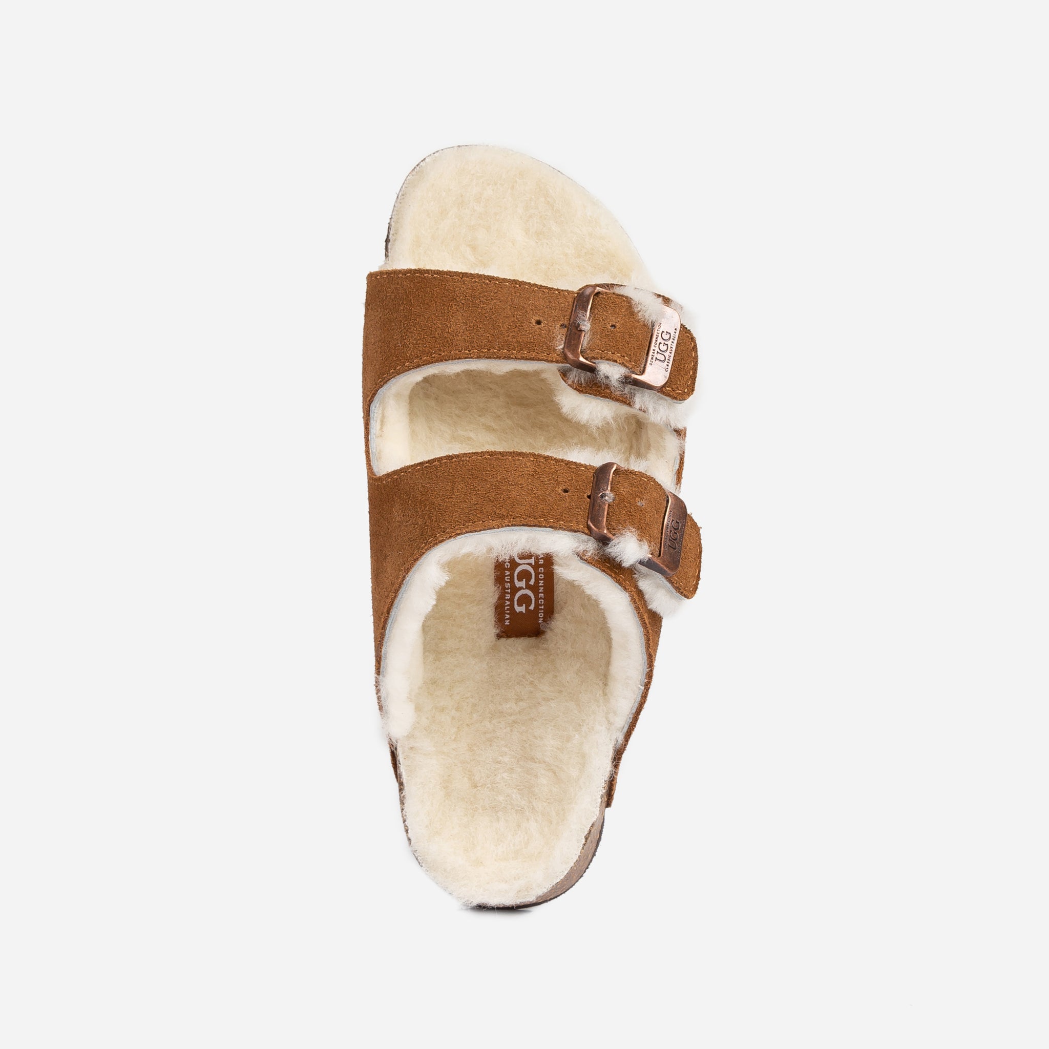 Ugg Aussie Shearling Buckled Sandals - Chestnut