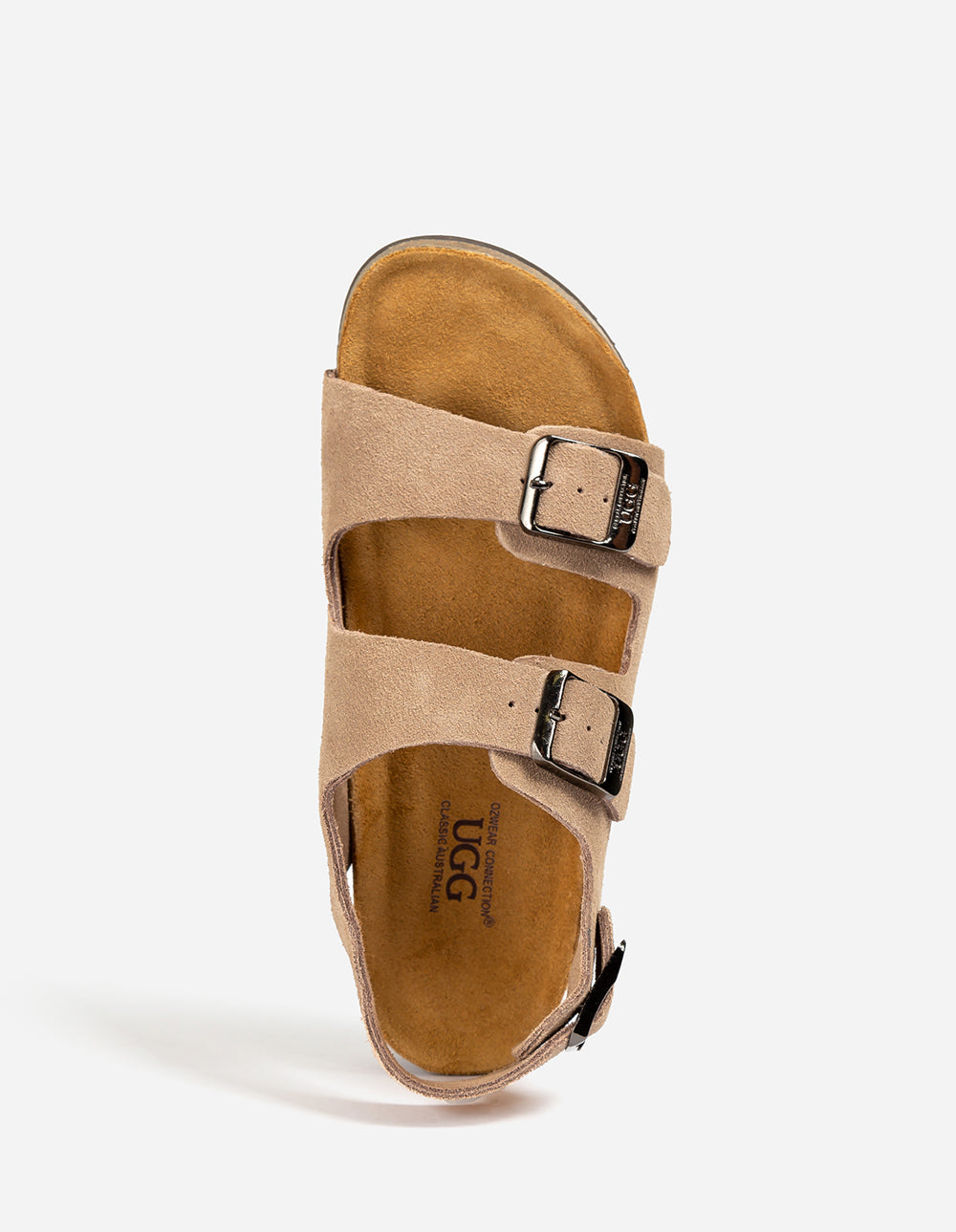Ugg Aussie Victoria Suede Leather Unisex Slipper Buckle Straps in Taupe