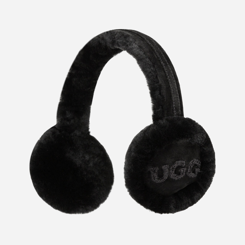Ugg Sheepskin With Logo Earmuff - Black