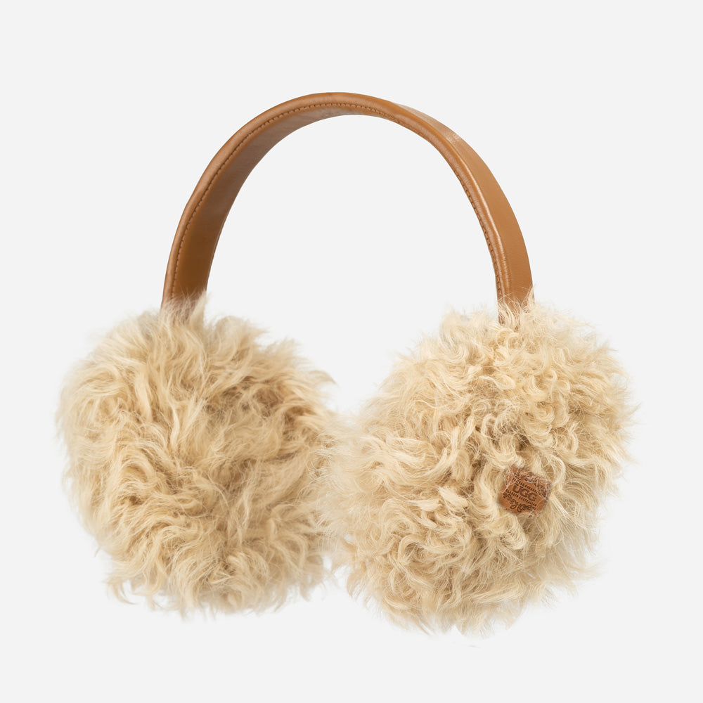 Ugg Long Curly Fluffy Sheepskin Earmuff - Chestnut