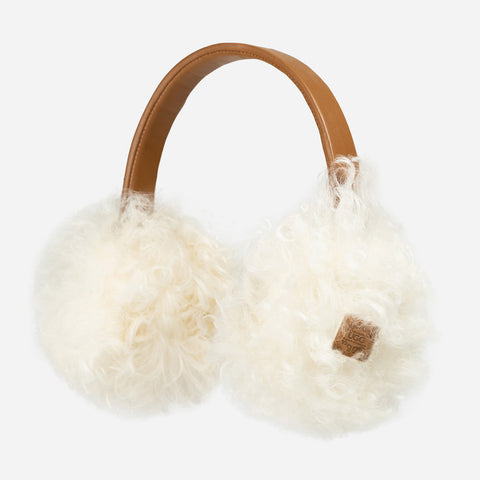 Ugg Long Curly Fluffy Sheepskin Earmuff - Chestnut / White