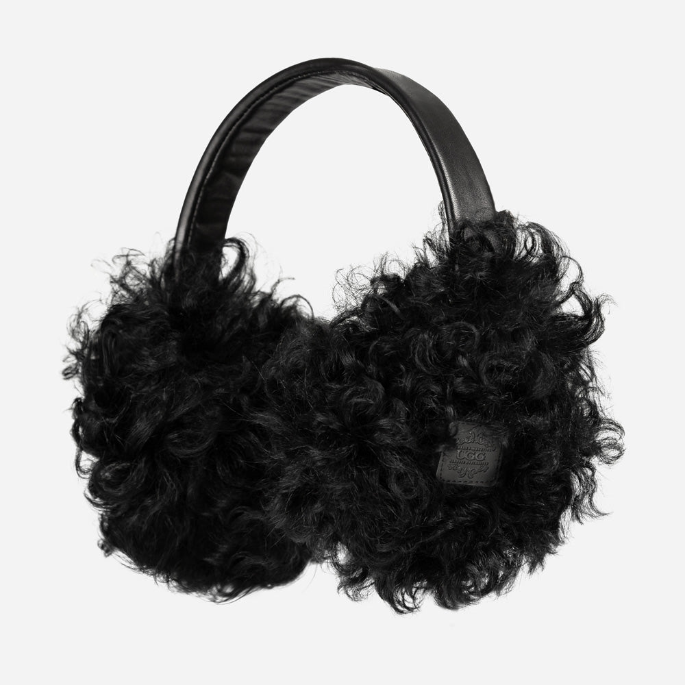Ugg Long Curly Fluffy Sheepskin Earmuff - Black