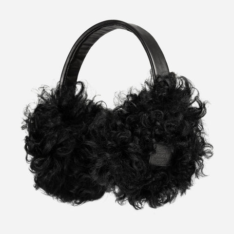 Ugg Long Curly Fluffy Sheepskin Earmuff - Black