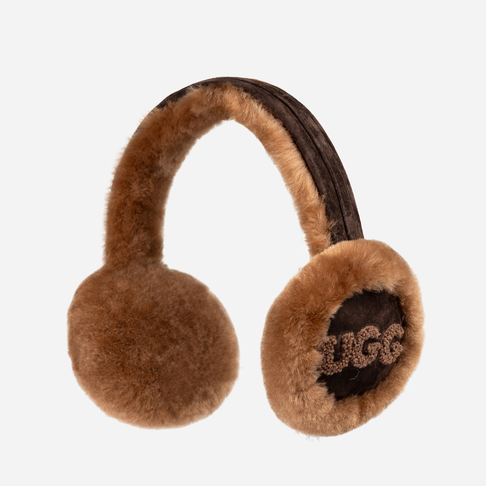 Ugg Sheepskin With Logo Earmuff - Chocolate