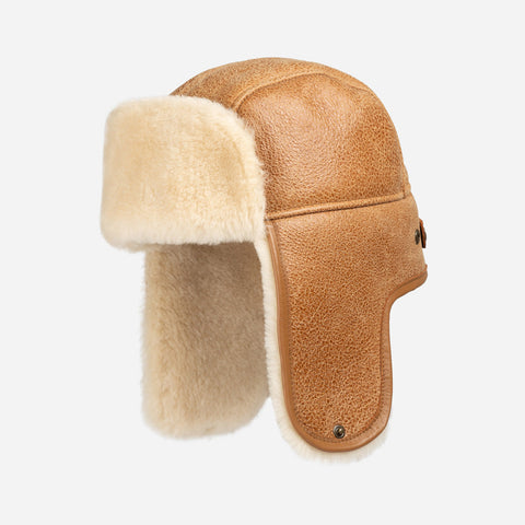 Ugg Lambskin & Shearling Aviator Hat - Warm Chestnut