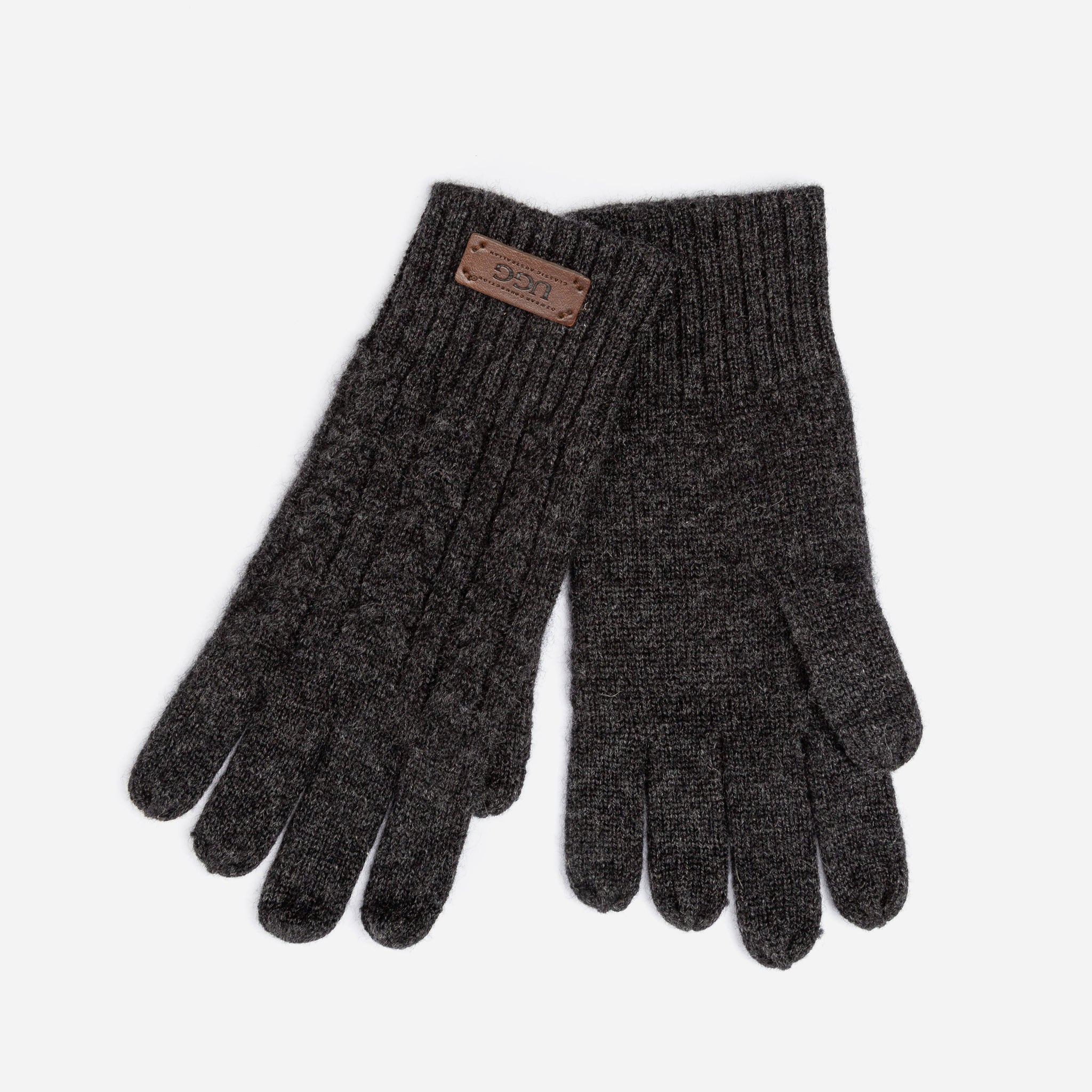 Ugg Cable Knit Pure Cashmere Touch Screen Gloves - Charcoal Grey (Melange)