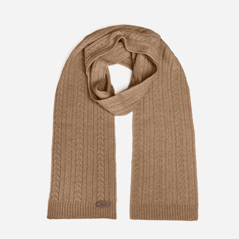 Ugg Cable Knit Pure Cashmere Scarf - Natural Brown (Melange)