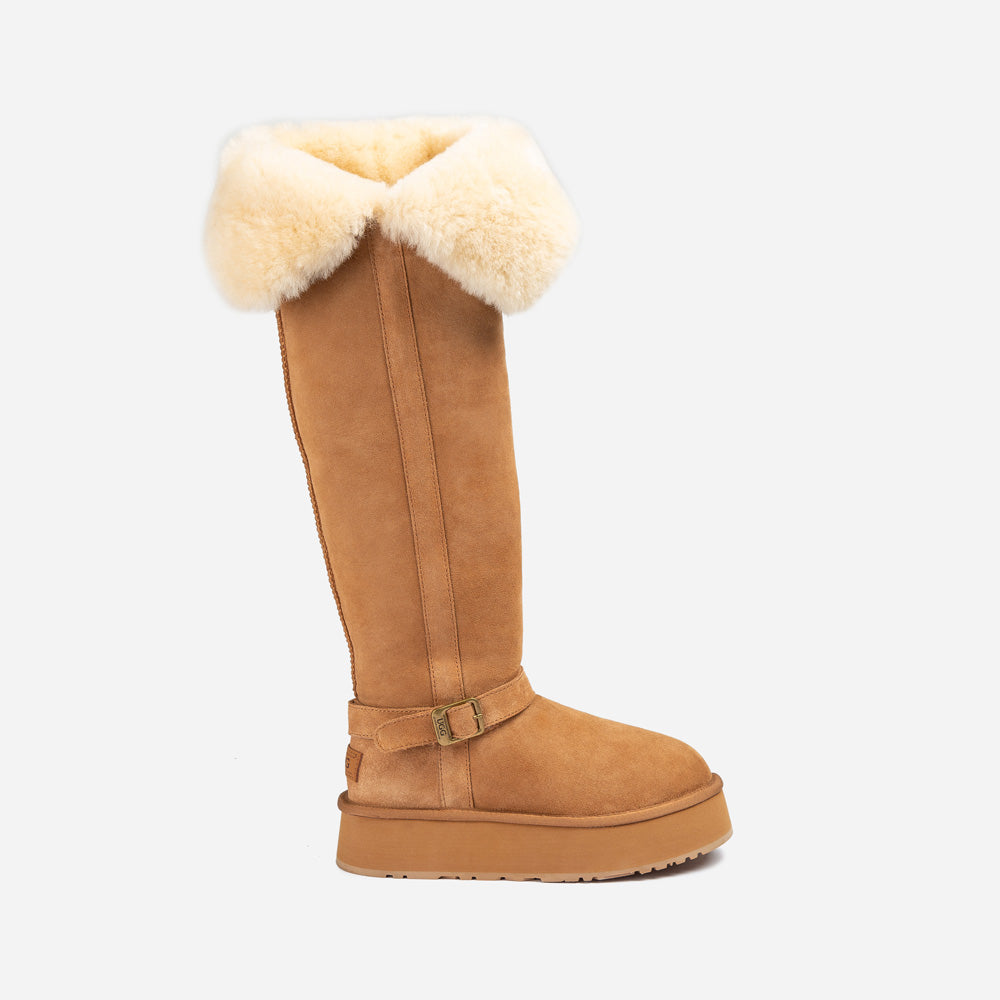 Ugg Classic Platform Buckle Tall Boots (Over The Knee) - CHESTNUT