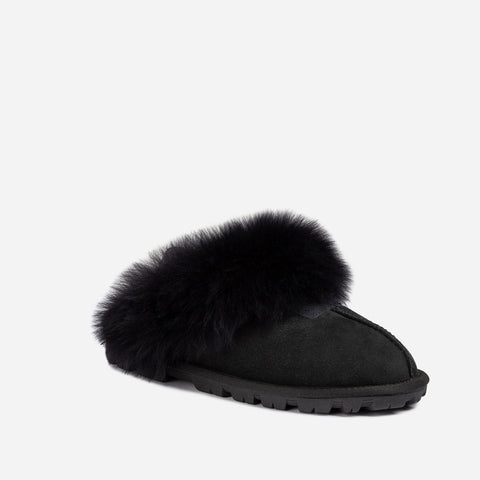 Ugg Coquette Premium Esperanza Sheepskin Slipper (Elastic Backstrap) (Detachable Feature) - Black