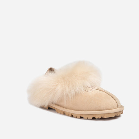 Ugg Coquette Premium Esperanza Sheepskin Slipper (Elastic Backstrap) (Detachable Feature) - Beige