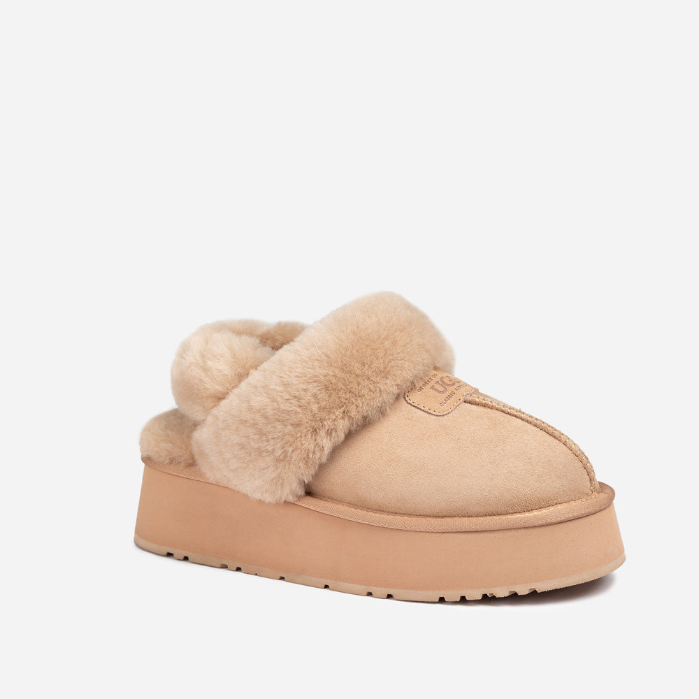 Ugg Coquette Platform Slipper (Elastic Logo & Wool Strap) (Detachable Feature) - Bronze