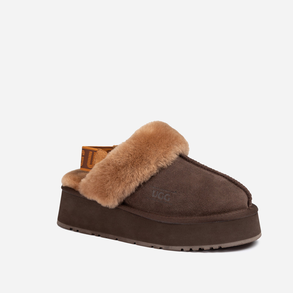 Ugg High Platform Slipper (Elastic Backstrap) (5cm) - Chocolate