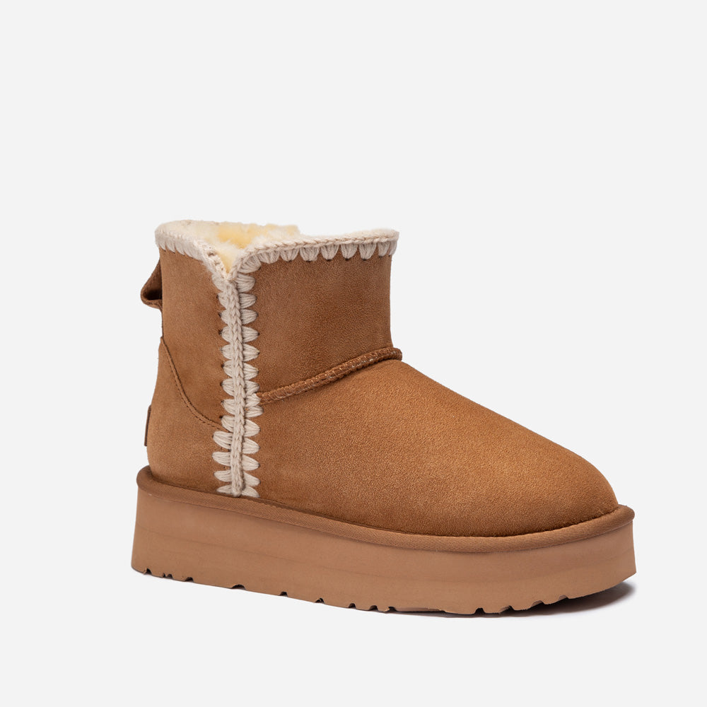 Ugg Eskimo Platform Short Boots - CHESTNUT