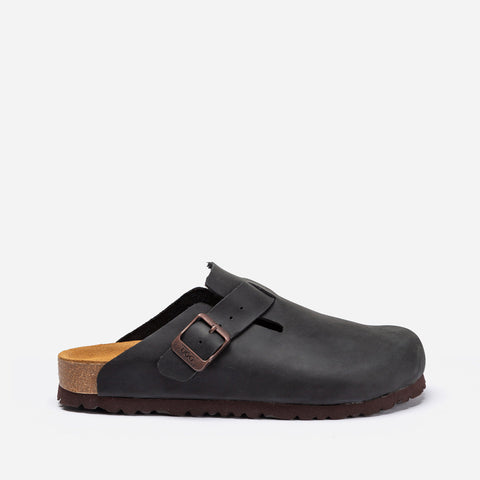 Ugg Aussie Leather Footbed Mens Slipper - Black