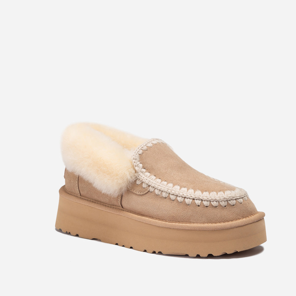 Ugg Platform Eskimo Collar Boots - Sand