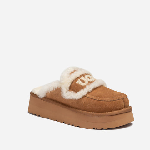 Ugg Violet Shearling Platform Slipper - Chestnut