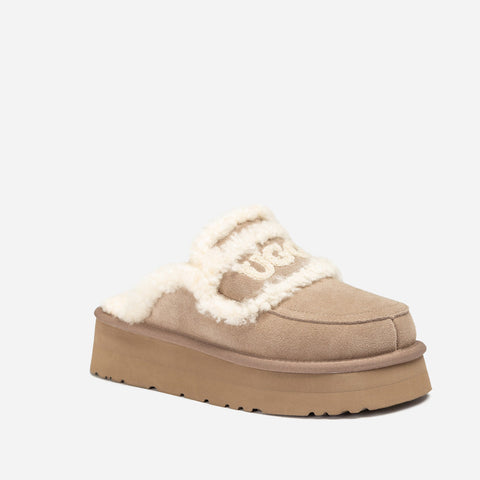 Ugg Violet Shearling Platform Slipper - Brown