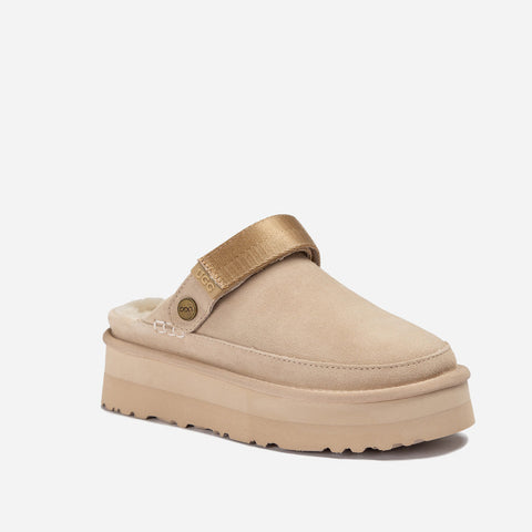 Ugg Oz Platform Shearling Clog - Beige