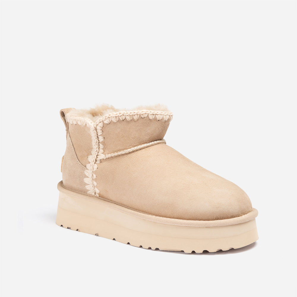 Ugg Eskimo Platform Mini Boots - BEIGE