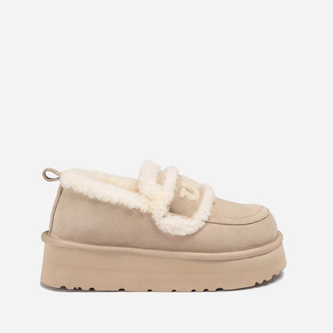 Ugg Violet Shearling Platform Loafer - Beige