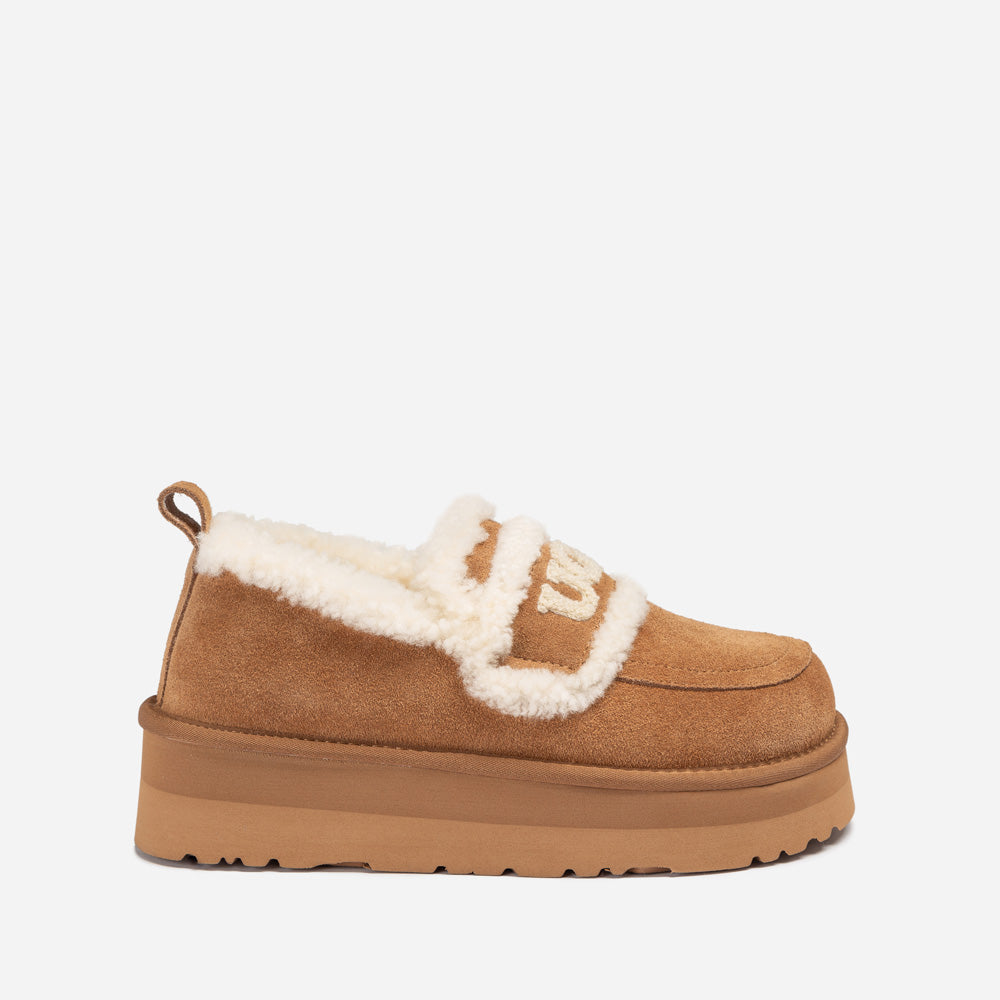 Ugg Violet Shearling Platform Loafer - Chestnut