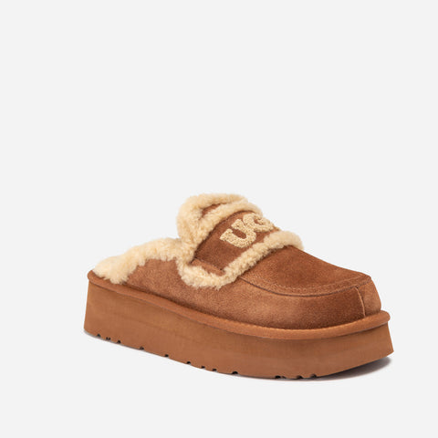 Ugg Violet Shearling Platform Slipper - Caramel
