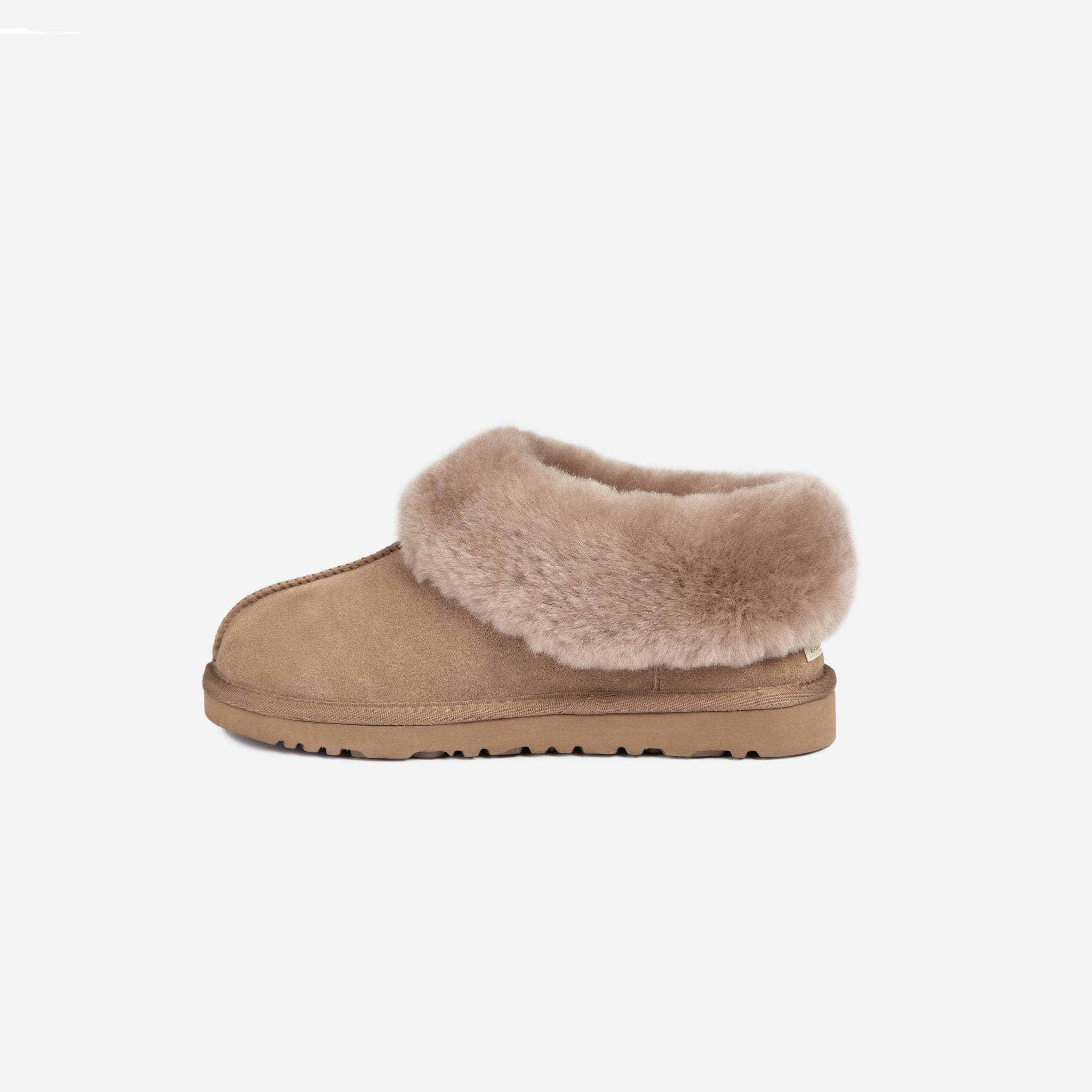 Ugg Slippers Collar Unisex Premium Sheepskin Slippers Suede - Brown