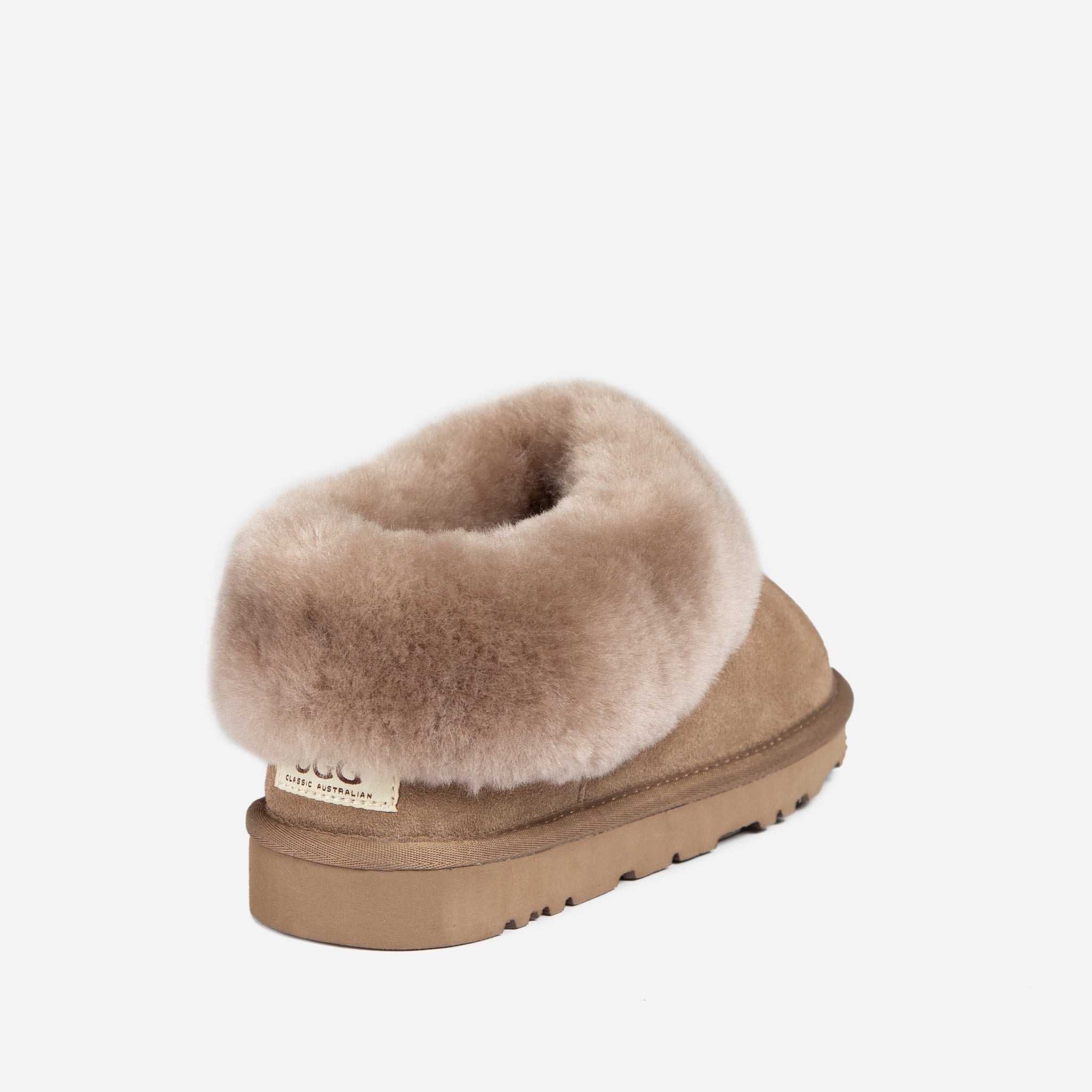 Ugg Slippers Collar Unisex Premium Sheepskin Slippers Suede - Brown