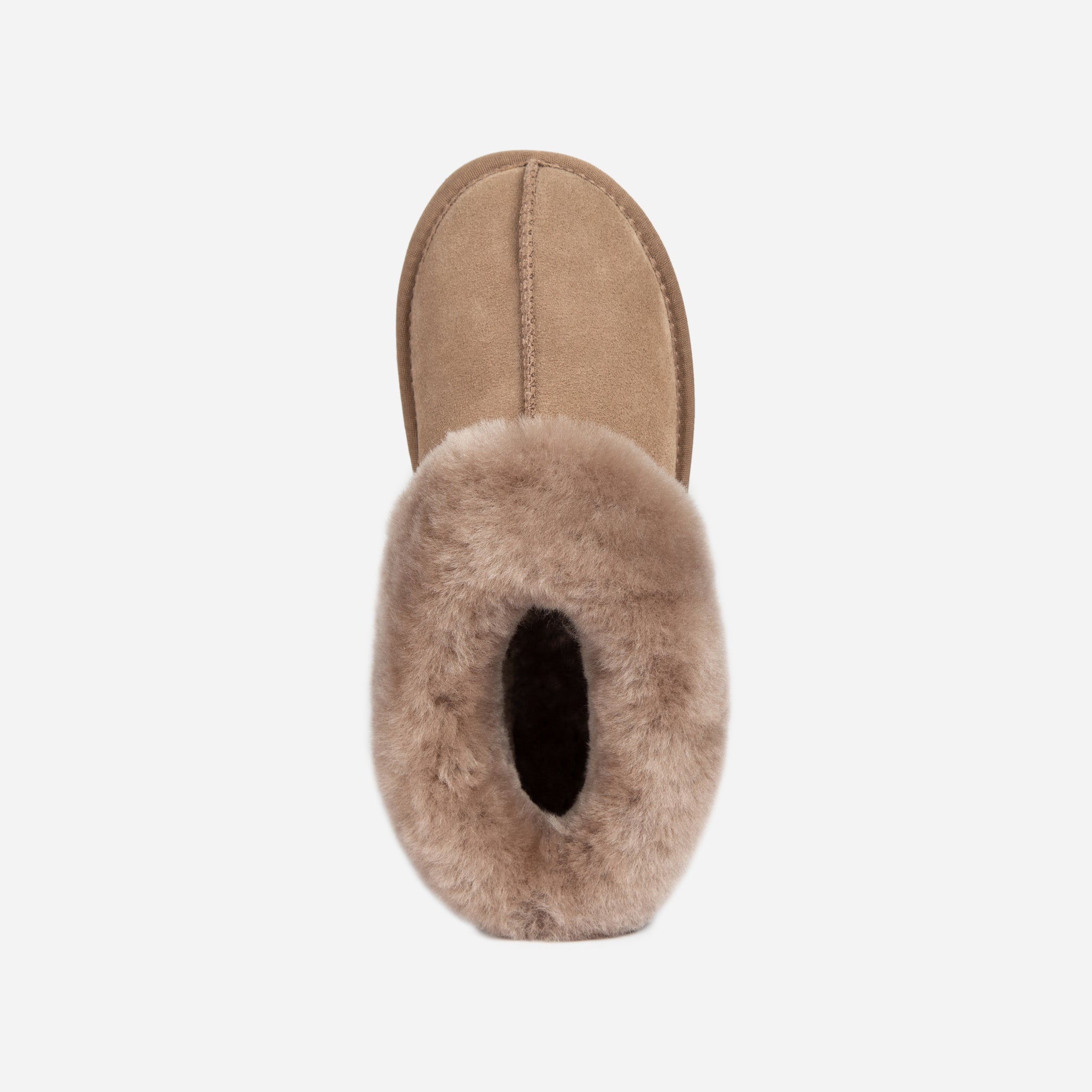 Ugg Slippers Collar Unisex Premium Sheepskin Slippers Suede - Brown
