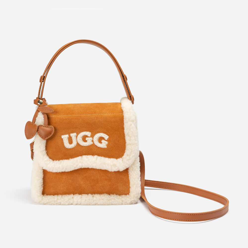 Ugg Shearling Logo Hand Bag - Chestnut