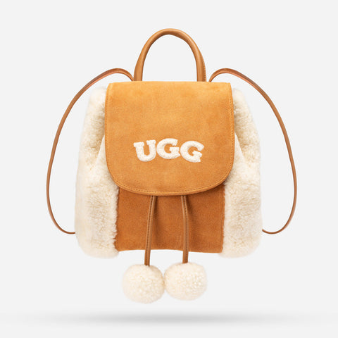 Ugg Pompom Fluffy Backpack - Chestnut