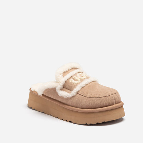 Ugg Violet Shearling Platform Slipper - Bronze Natural