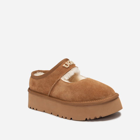 Ugg Mary Jane Emb Logo Platform - Chestnut