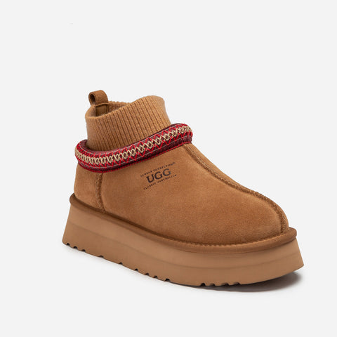 Ugg Sydney Knit Platform Slipper - Chestnut Red