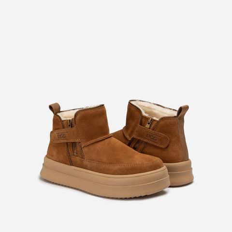 Ugg Tag Zipper Ankle Boots - Chestnut