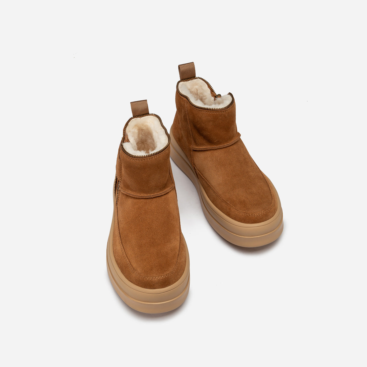 Ugg Tag Zipper Ankle Boots - Chestnut