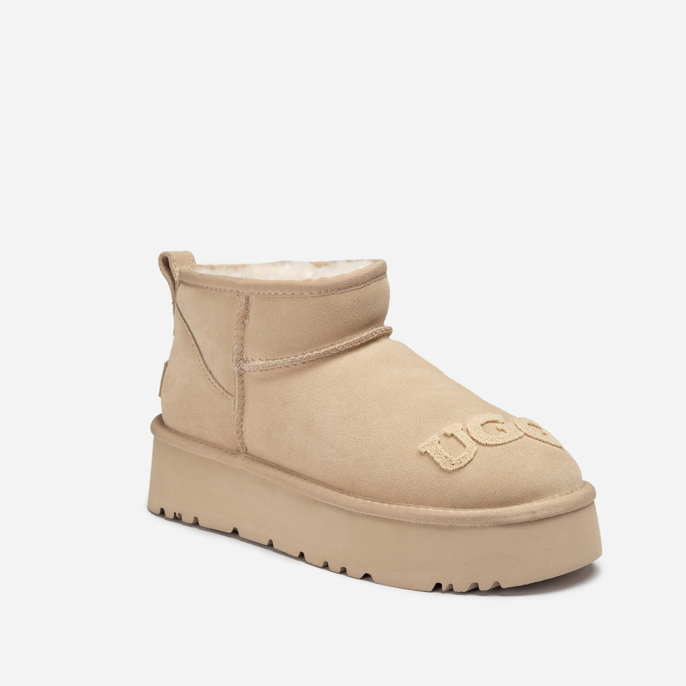Ugg Classic Dana Emb Logo Platform Ultra Boot - Beige