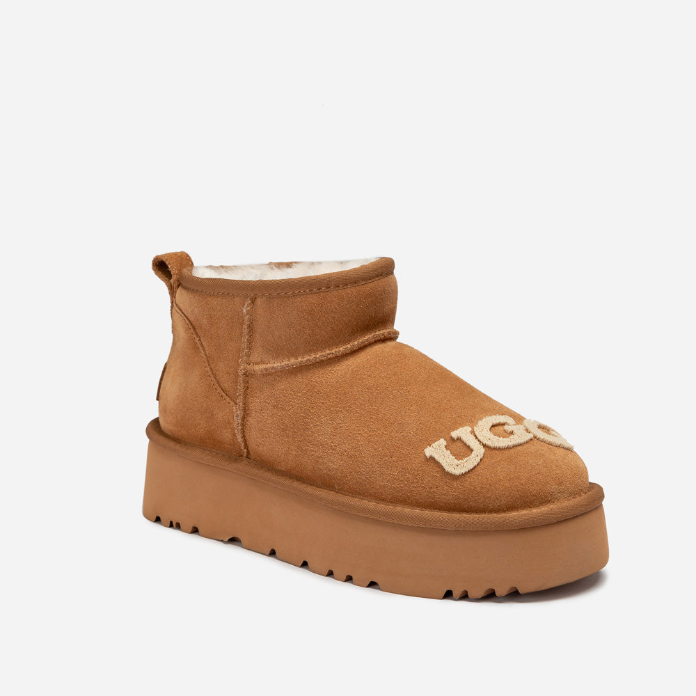 Ugg Classic Dana Emb Logo Platform Ultra Boot - Chestnut