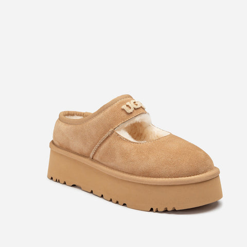 Ugg Mary Jane Emb Logo Platform - Sand