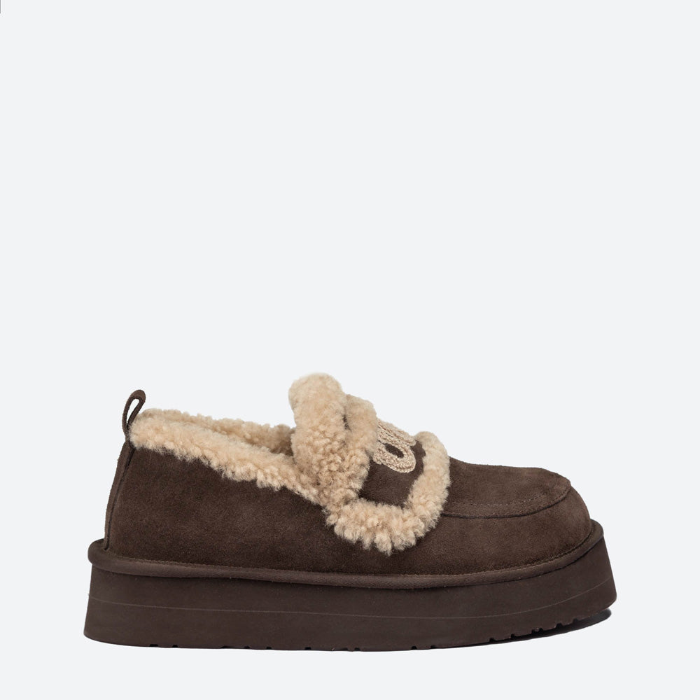 Ugg Violet Shearling Platform Loafer - Chocolate